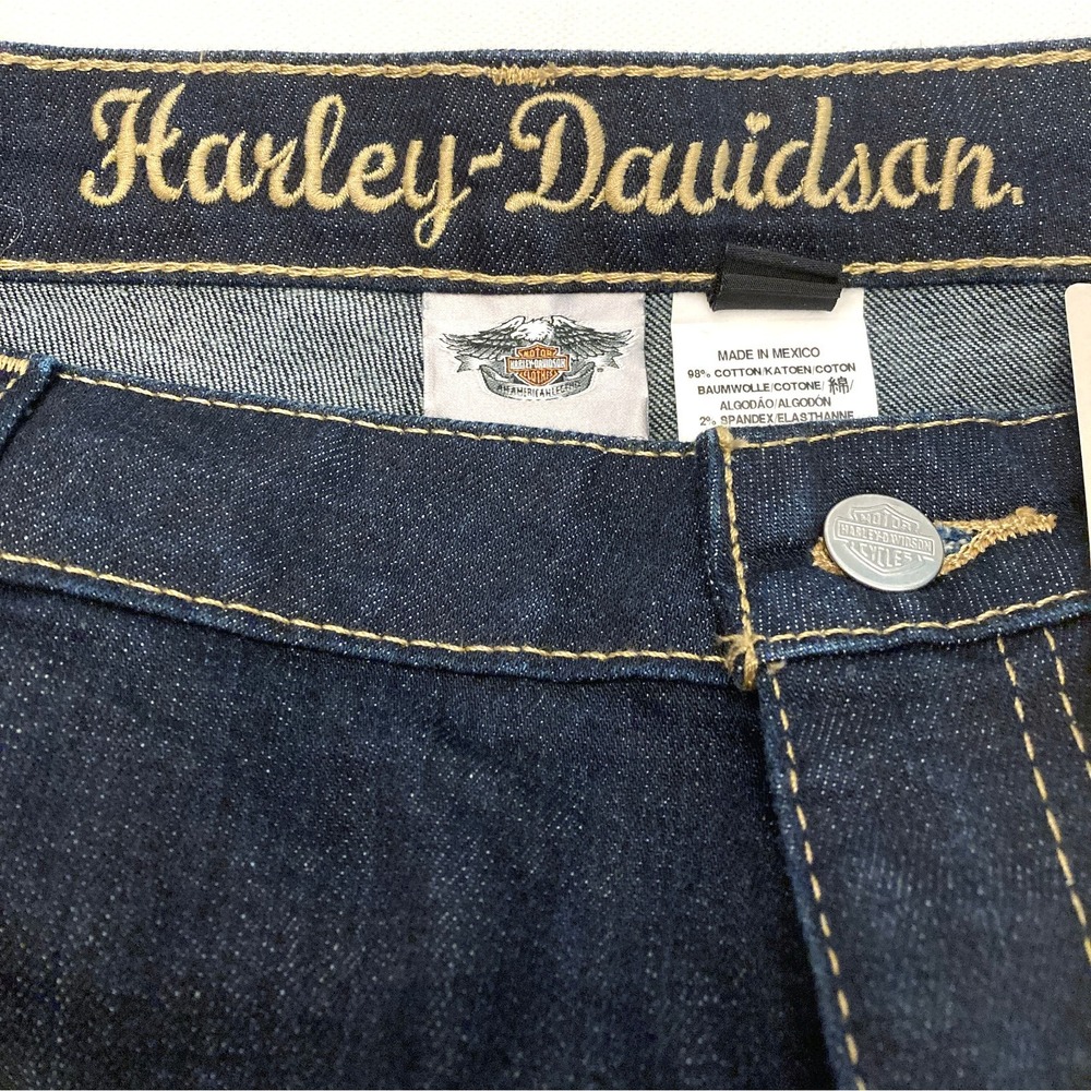 Harley Davidson Jeans Bootcut Mid-Rise Embellished Pocket Womens 14 Dk Wash NEW - Picture 11 of 16